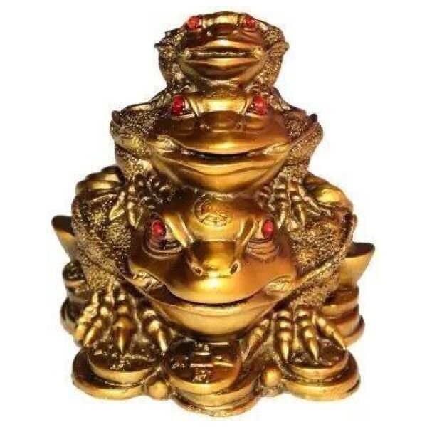 Triple Frog Family With Money Coin & Ingot For Health Wealth Power & Prosperity 10 cm - Image 3
