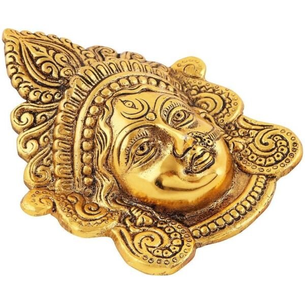 Ambika Durga Face Wall Hanging Metal Idol Showpiece 15.24 cm (Gold Plated, Metal, Gold) - Image 2
