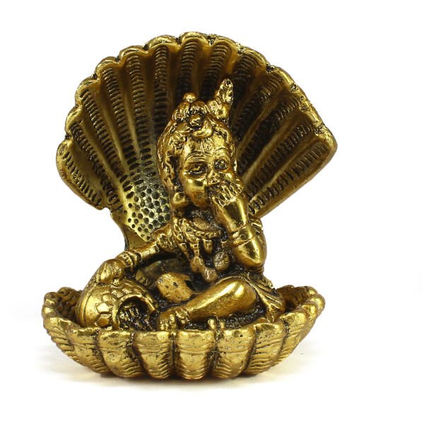 CraftIndia Golden Bal Gopal Krishna having Makhan Decorative Showpiece - Image 2