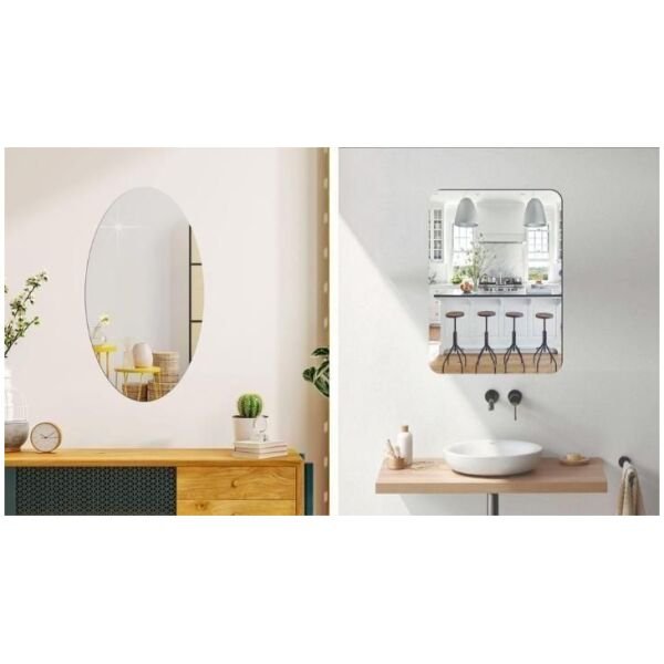 Combo of Oval Shape & Square Shape Mirror (Pack of 2) - Image 2