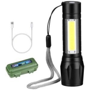 Mini LED COB Flashlight Keychain Light With LED Zoomable Metal 7w Torch
