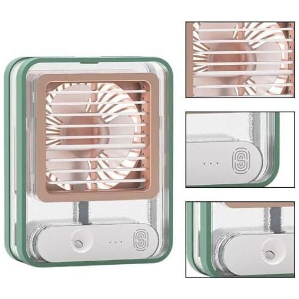Rechargeable Battery Operated Mini USB Fan With Mist Water Spray - Image 2