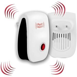 Ultrasonic Pest Repeller Machine for Mosquito Rats Cockroach Home Plug in Electric Pest Repellent Pest Control Reject Aid (Red)