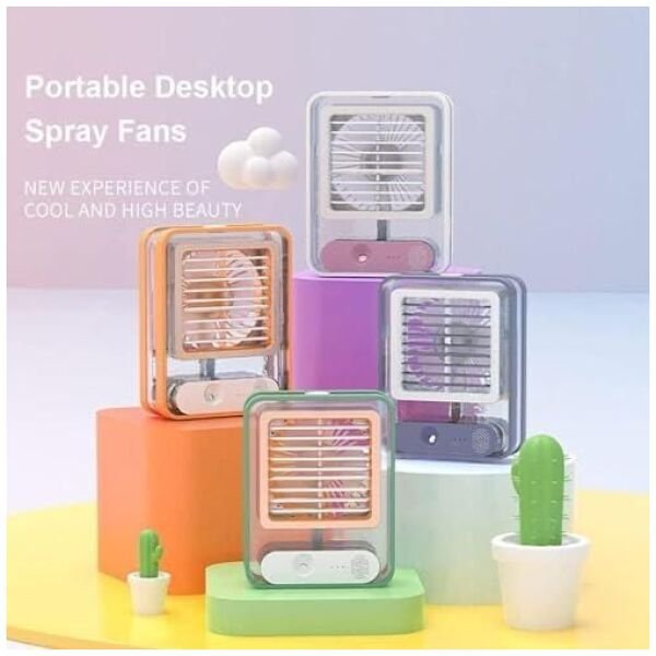 Rechargeable Battery Operated Mini USB Fan With Mist Water Spray - Image 3