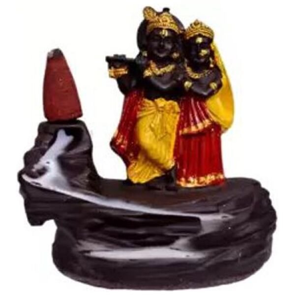 Backflow Smoke RadhaKrishn & Shiva with 20 Smoke Incense Cone For Living Room, Bed room, Office and Home Decor – 10 cm - Image 2
