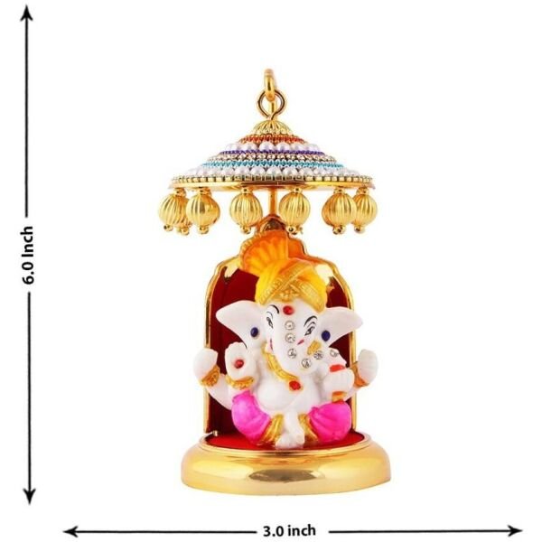 Ganesh Ji Idol Statue for Car Dashboard Showpiece 6 cm (Polyresin, Multicolor) - Image 2