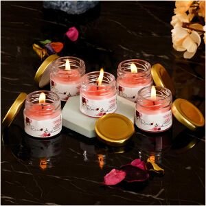 CraftIndia Set of 5 Rose Scented Minijar Candle