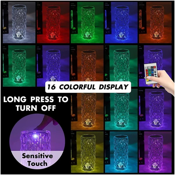 16 Color Changing Rose Crystal Diamond Table Lamp - Image 2