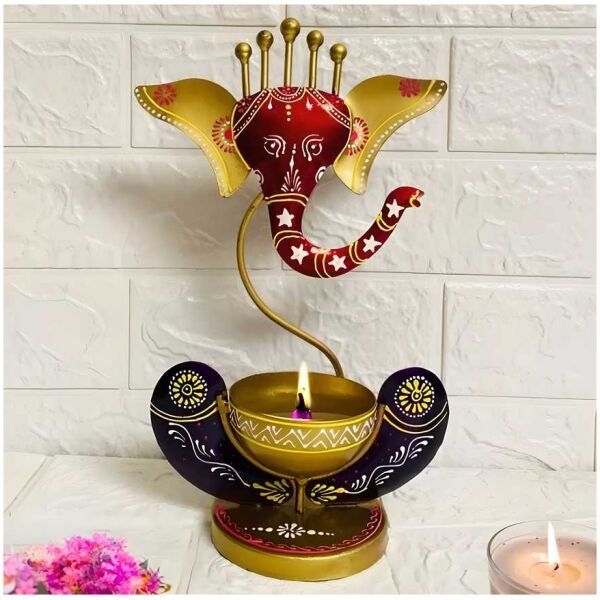 Intricately Crafted Spiritual Decor Ganesha with Tealight Candle Holder - Image 2