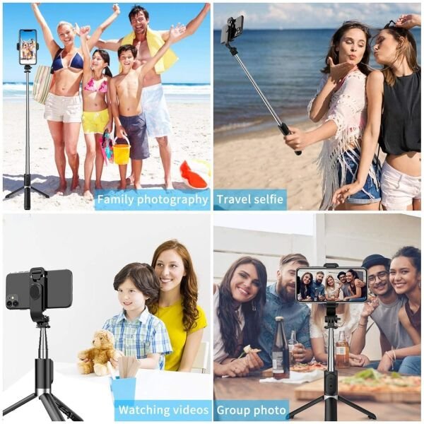 Extendable Flash 3-in-1 Selfie Stick Tripod with Bluetooth Remote - Image 2