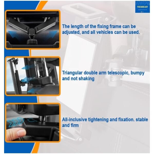 Car Mount Holder for Tablets & Phones (4.7-12.9 inches) With 360 Degree Rotation - Image 3