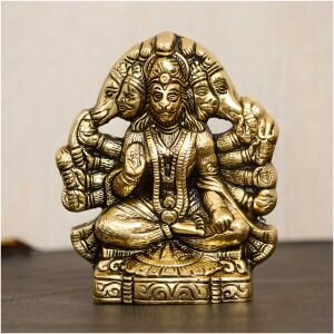 CraftIndia Golden Panch Mukhi Hanuman Metal Decorative Showpiece
