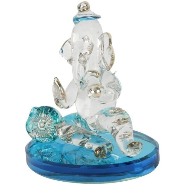 Ganpati Sitting Statue Decorative Showpiece - 18 cm  (Crystal, Multicolor) - Image 4
