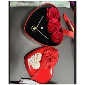 Floweraura Sparkling Love Adornments Jewelry & Artificial Flower in Heart Red Box Valentines Gift