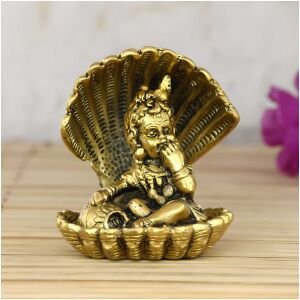 CraftIndia Golden Bal Gopal Krishna Having Makhan Decorative Showpiece