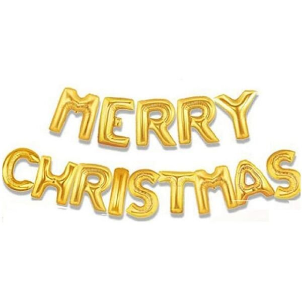 Combo of Merry Christmas Gold Letter Balloon (Pack of 1) - Image 2
