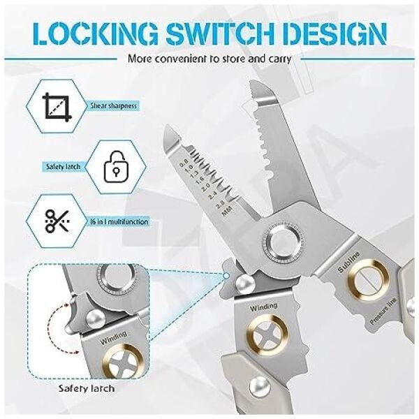 6 in 1 Cable Looping, Splitting, Cutting Pliers Wire Strippers - Image 2