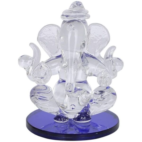 Crystal Ganesha Twin Side Face For Car Dashboard Idols Showpiece - 5.5 cm (Crystal, Blue) - Image 2