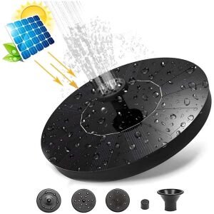 Fountain Solar Power Floating Water Pump For Pool Pond Garden and Patio Plants Round 7V 1.4W (Black)