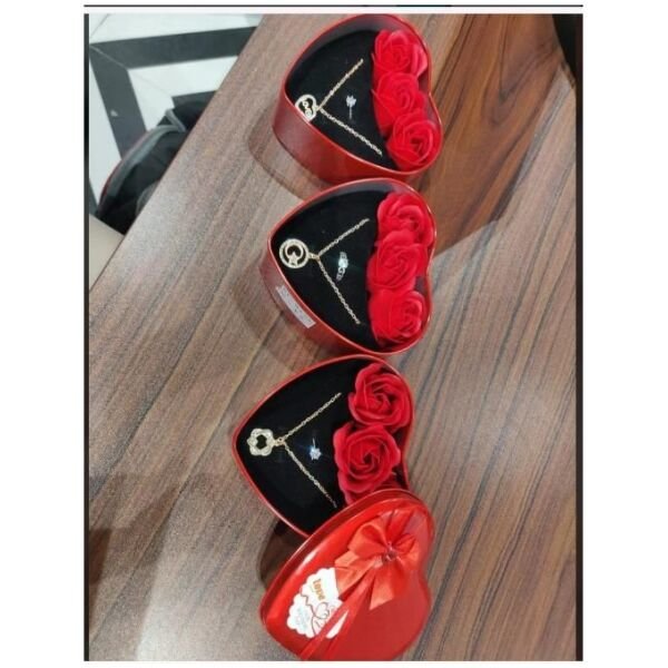 Floweraura Sparkling Love Adornments Jewelry & Artificial Flower in Heart Red Box Valentines Gift - Image 3