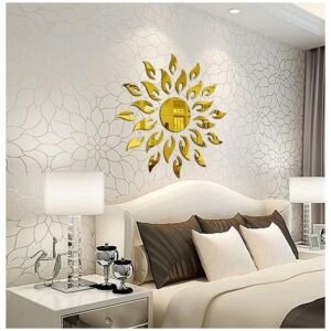3D Wall Mirror Sticker Sun flame Gold