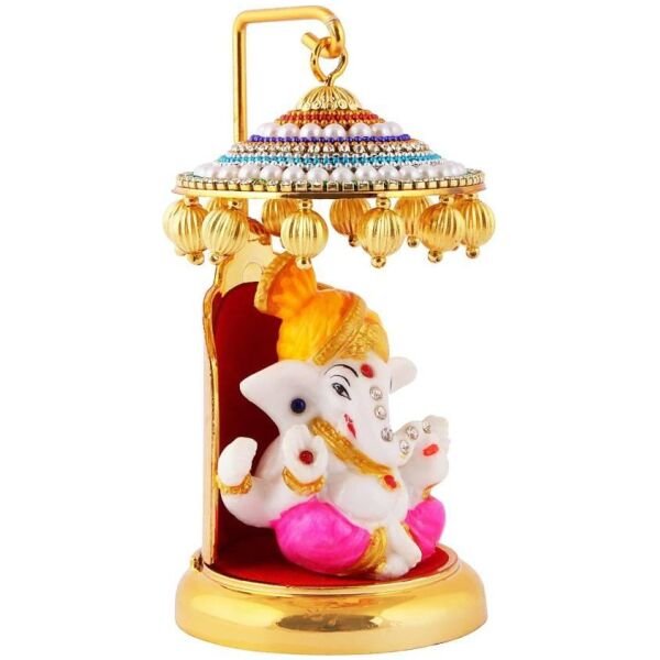 Ganesh Ji Idol Statue for Car Dashboard Showpiece 6 cm (Polyresin, Multicolor) - Image 3