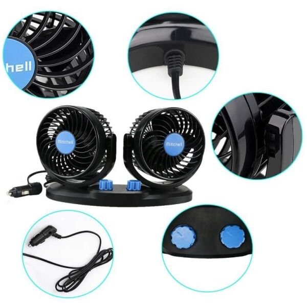 Car Air Circulation Fan 360° Rotatable Auto Car Cooling Fan