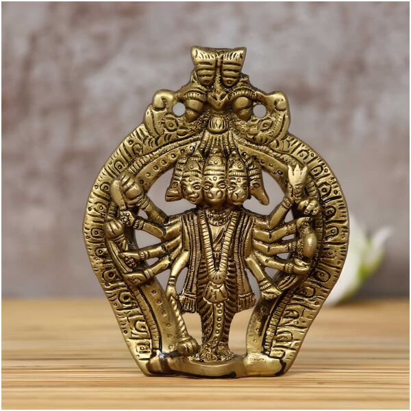 CraftIndia Panchmukhi Lord Hanuman Brass Idol Statue - Image 2