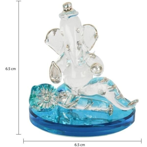 Ganpati Sitting Statue Decorative Showpiece - 18 cm  (Crystal, Multicolor) - Image 2