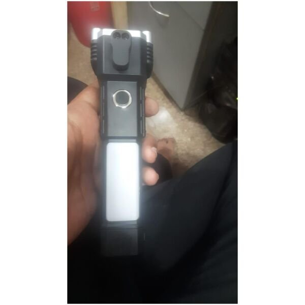 Portable LED Flashlight Multifunctional Work Light Power Bank Emergencies Safety Hammer Waterproof with Sidelight 4 Light Modes for Car Outdoor Camping Hiking Adventure Inspection Red yunfu