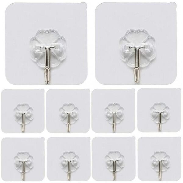 Hooks Transparent Self Adhesive Hooks Hanger (Pack of 12)