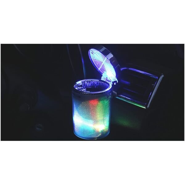 Diamond Cut Surface Designer Cigarette Car Ashtry With LED Light - Image 2