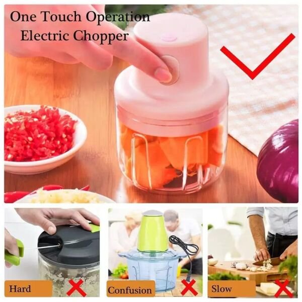 Kolor Fish Electric Mini Garlic Chopper 250ml Electric Vegetable Chopper - Image 3