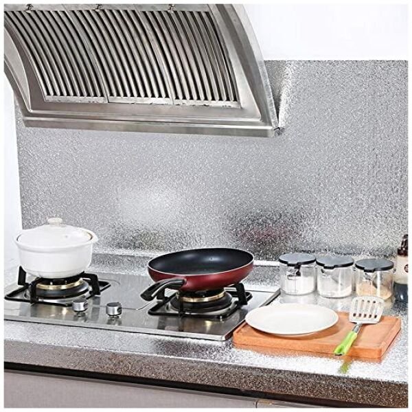 Aluminum Foil Kitchen Backsplash Peel and Stick Shelf Liner For Kitchen Cabinets - Image 3
