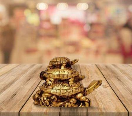 Three Tiered Turtle Tortoise Family For Health And Good Luck For Home Décor - 12 cm