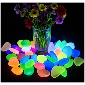 100pcs Artificial Mixed Color Glow Stones Fluorescent Rocks For Home Decor