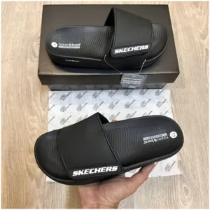 Skechers Hyper Burst Black Flip Flops For Men (ETS46)