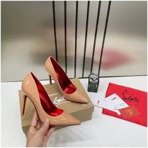 Christian Louboutin Heels Miss Sparkle Bottom Apricot Z For Women (LAB959)