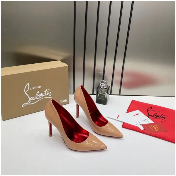 Christian Louboutin Heels Miss Sparkle Bottom Apricot Z For Women (LAB959) - Image 3