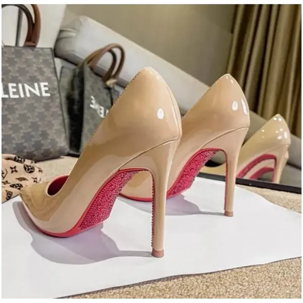 Christian Louboutin Heels Miss Sparkle Bottom Apricot Z For Women (LAB959) - Image 4