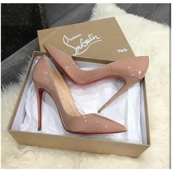Christian Louboutin Heels Miss Sparkle Bottom Apricot Z For Women (LAB959) - Image 5