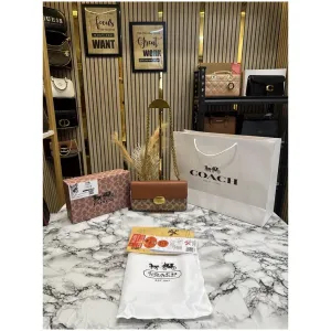 Coach Eliza Shoulder Bag Flap Crossbody (Apricot Brown) For Women (FT438)