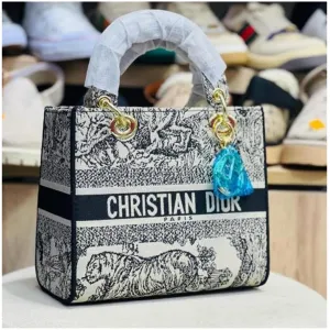Christian Dior Sling Bag D Lady Tiger Print With Box Dust Bag Sling Belt Bill Card For Women (FT492)