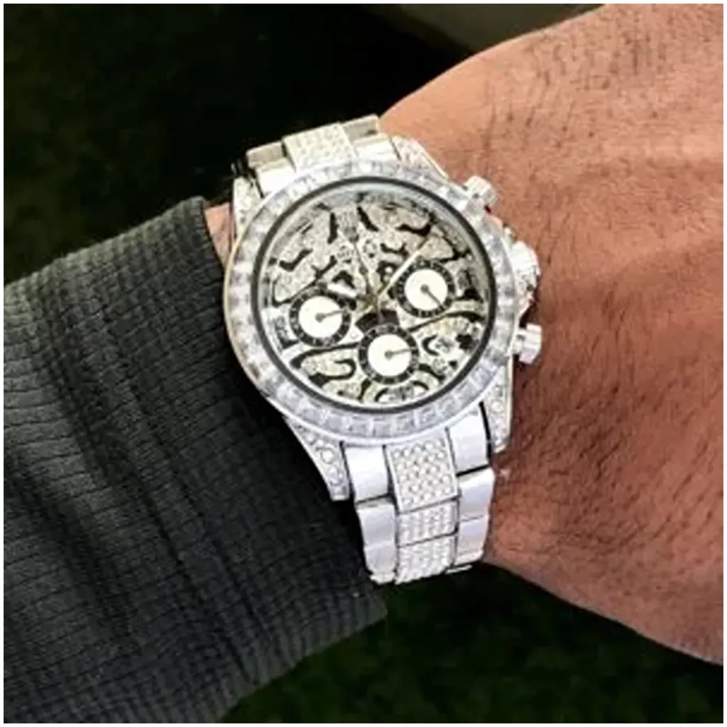 Rolex Silver Oyster Tiger Eye Watch