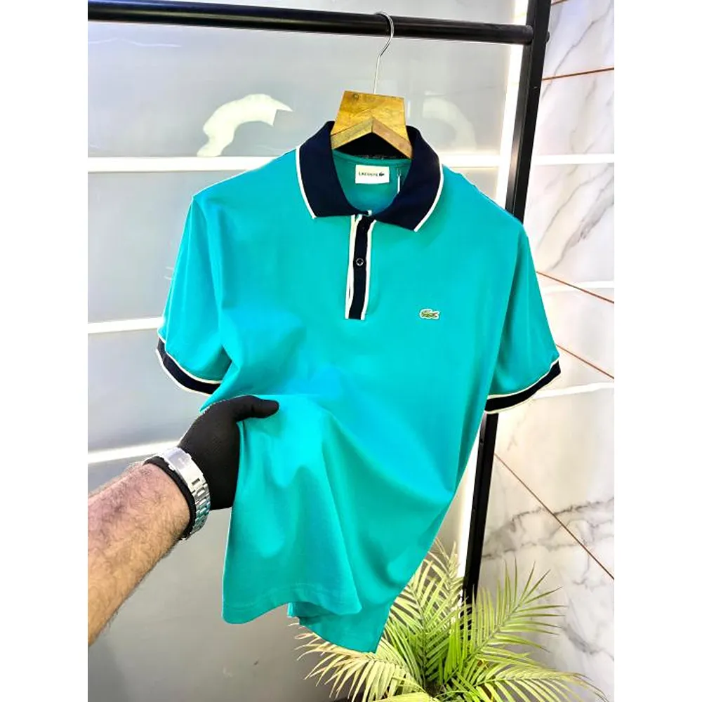 Trendy Lacoste T-shirt Collar Neck Green For Men (BOT2568) - Image 2