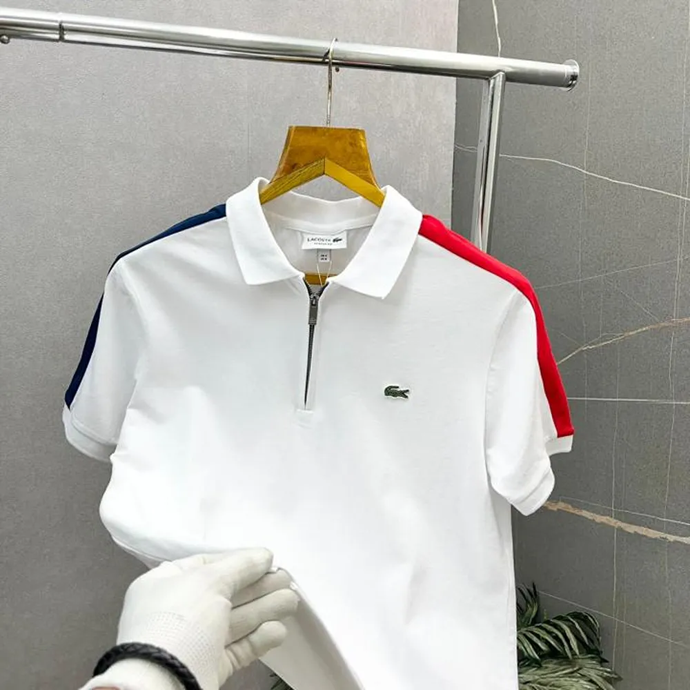 Trendy Lacoste Polo T-shirt White For Men (BOT2502) - Image 2
