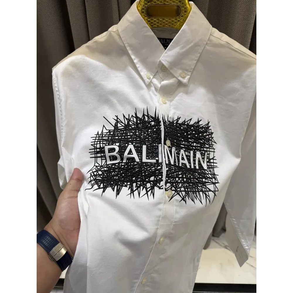 Premium Balmain Shirt White For Men (BOT2627) - Image 2